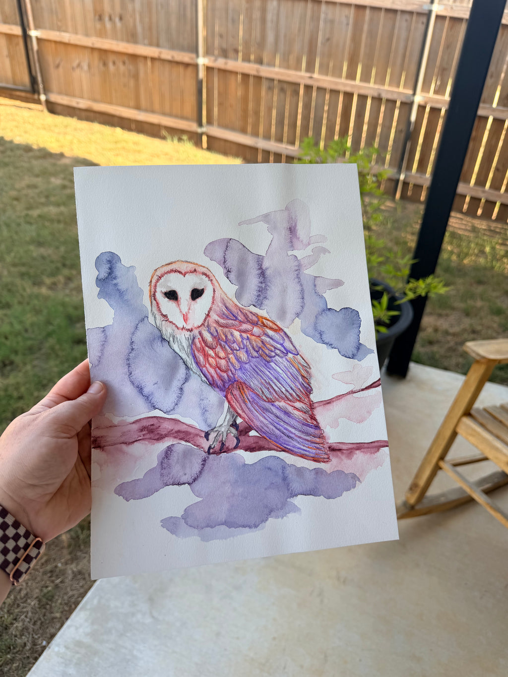 Ominous Owl With Dark Eyes - Original Drawing