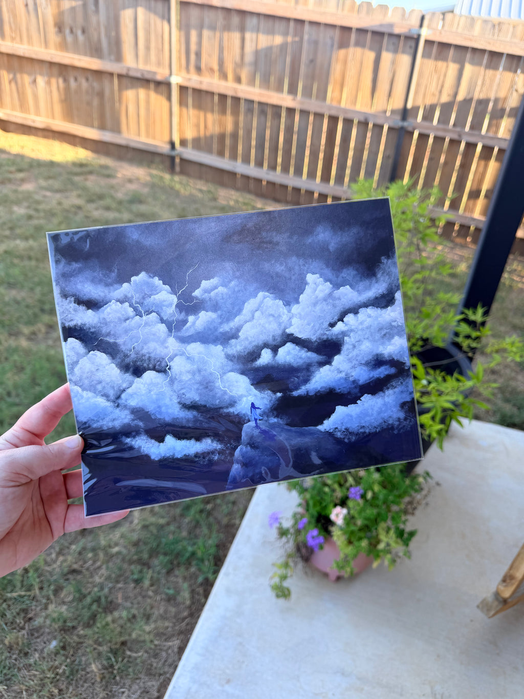 Girl Facing Storm Clouds - Print