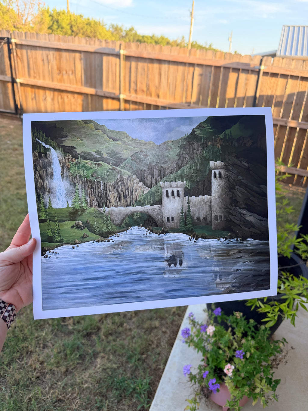 Medieval Castle Overlooking Lake - Print