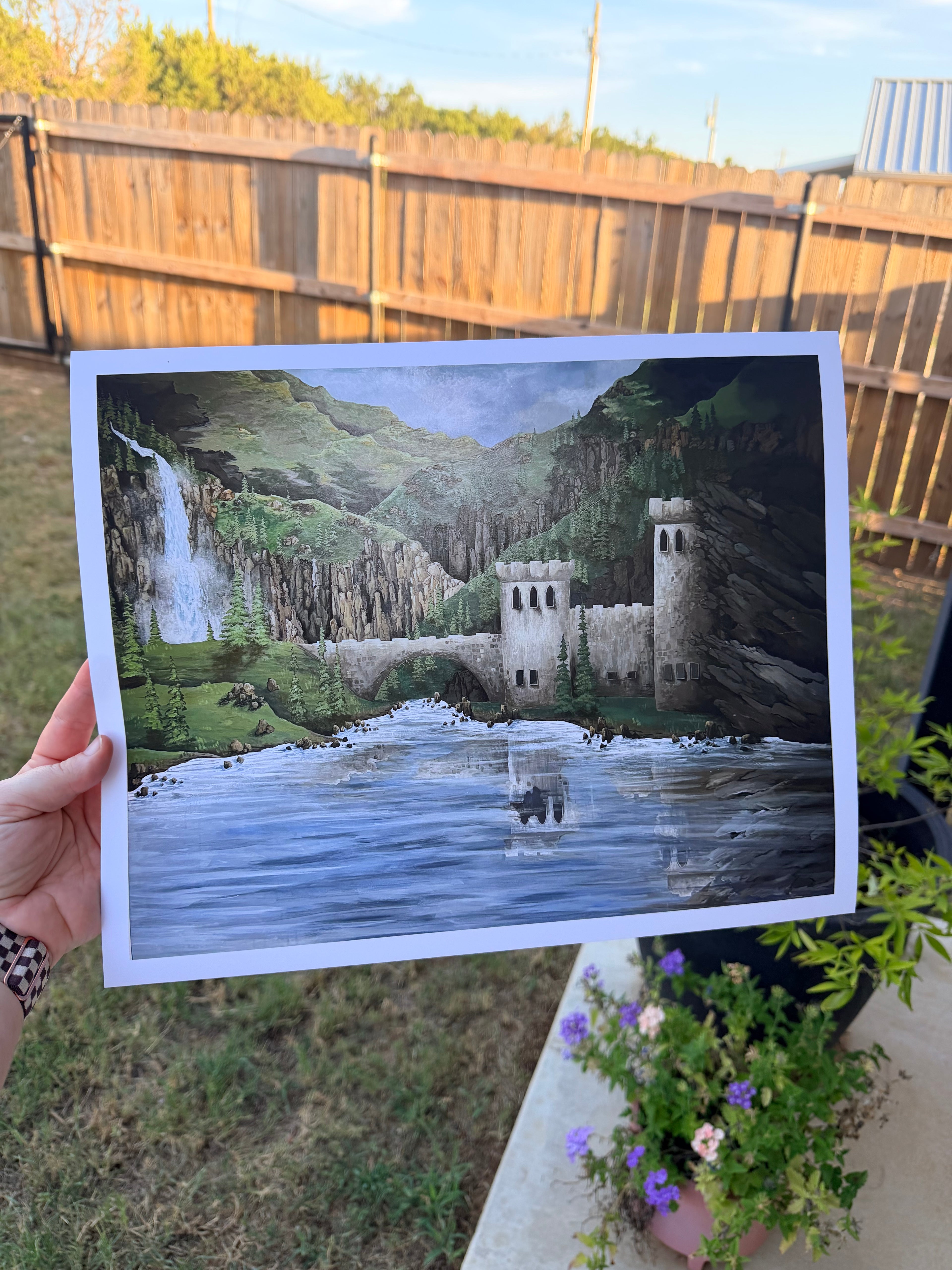Medieval Castle Overlooking Lake - Print