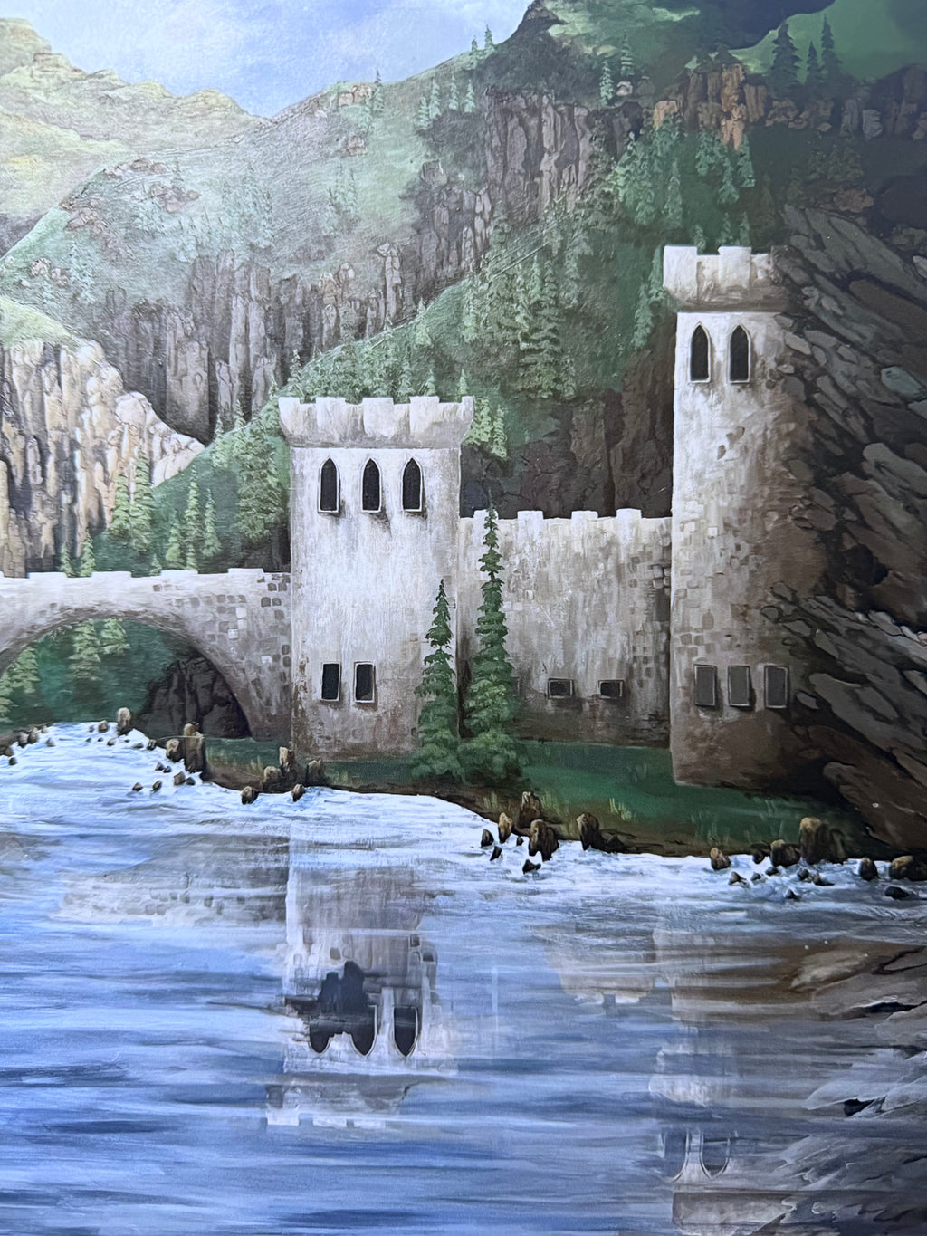 Medieval Castle Overlooking Lake - Print