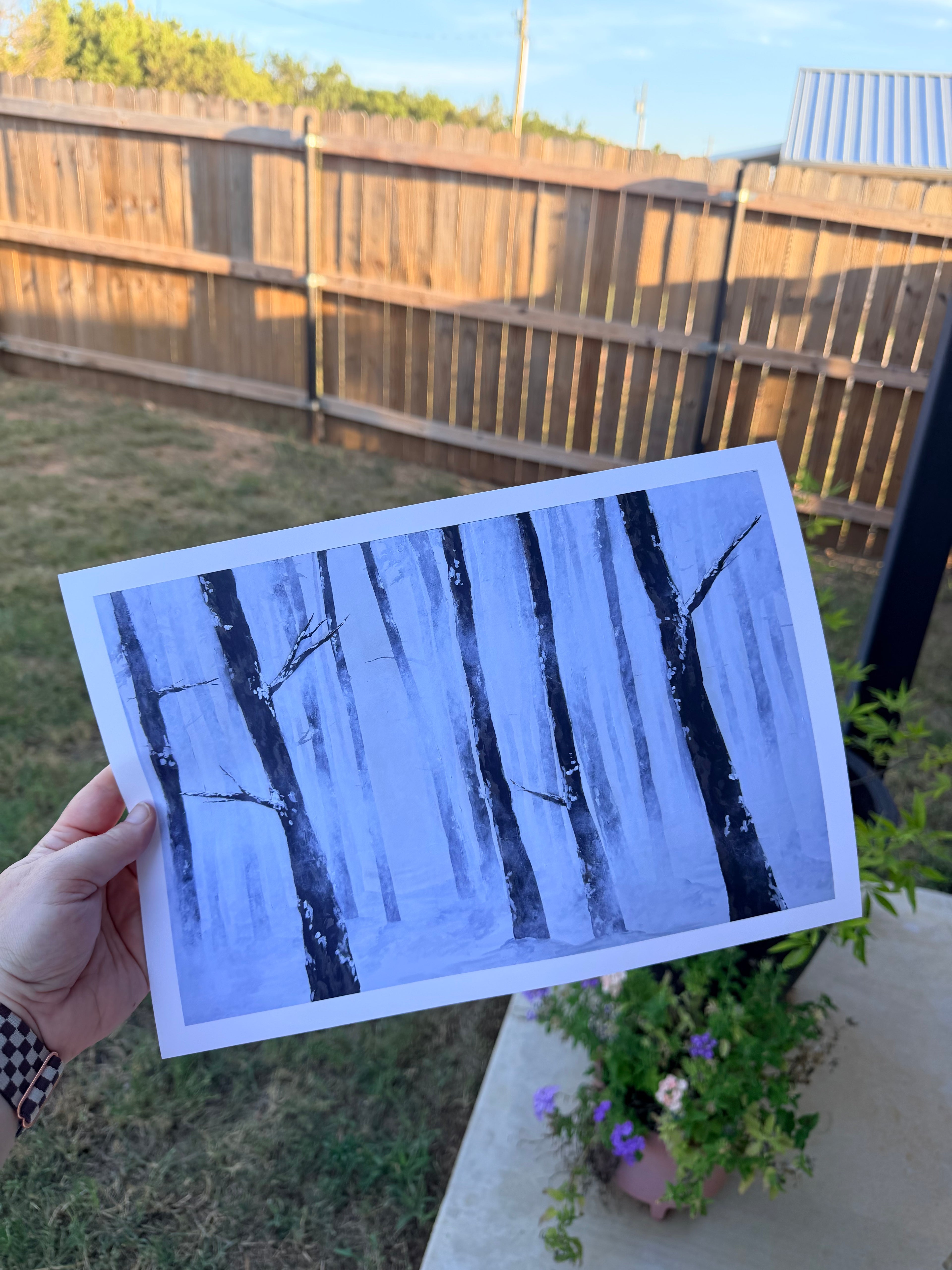 Quiet Snowy Forest with Fog Drifting In - Print