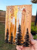 Abstract Marbled Background with Pine Trees in Gold - Original Painting
