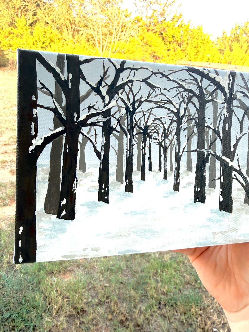 Winter Forest Scene With Arching Branches - Original Painting