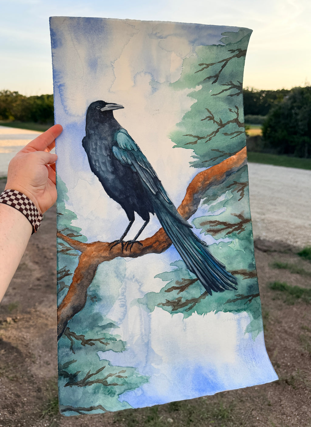 Raven On A Branch - Original Painting