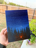 Campfire Painting Under A Starry Night Sky - Original Painting
