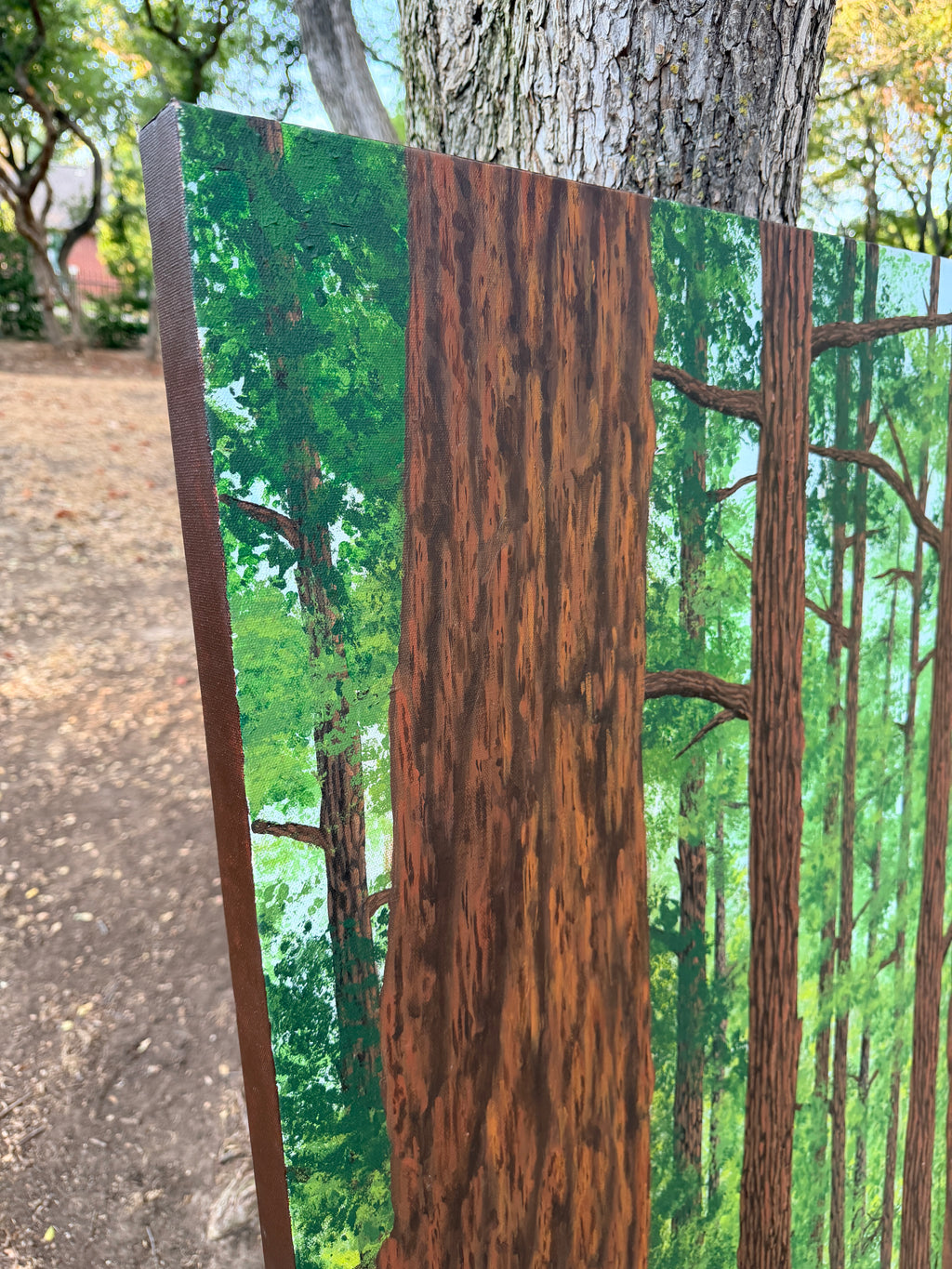 Fawn Under Towering Redwood Trees - Original Painting