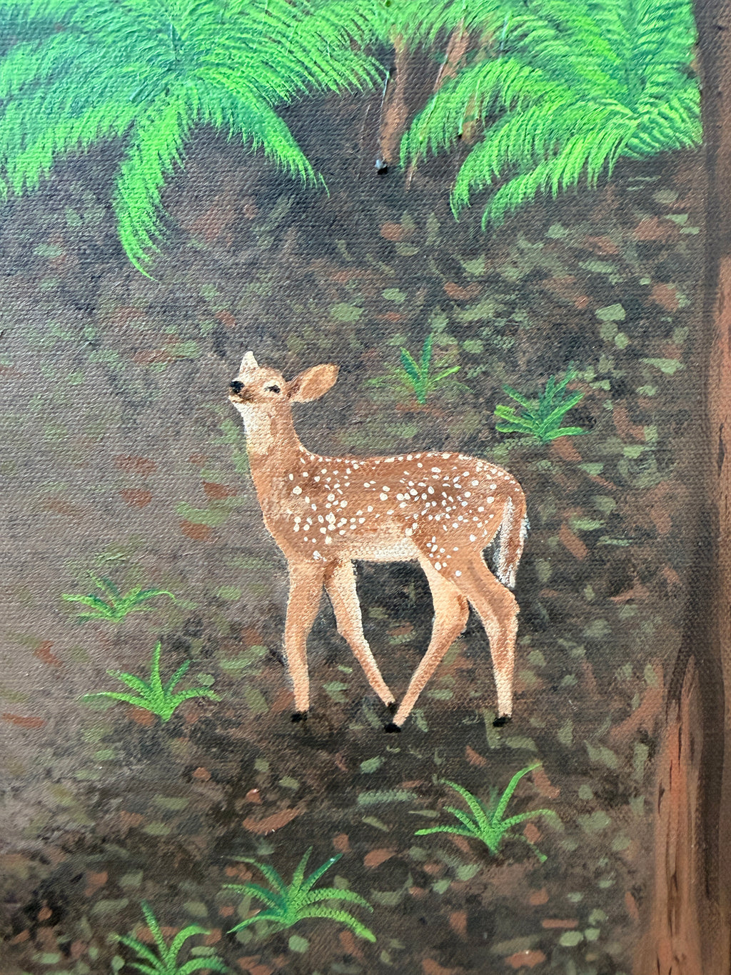 Fawn Under Towering Redwood Trees - Original Painting