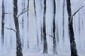 Quiet Snowy Forest with Fog Drifting In - Original Painting